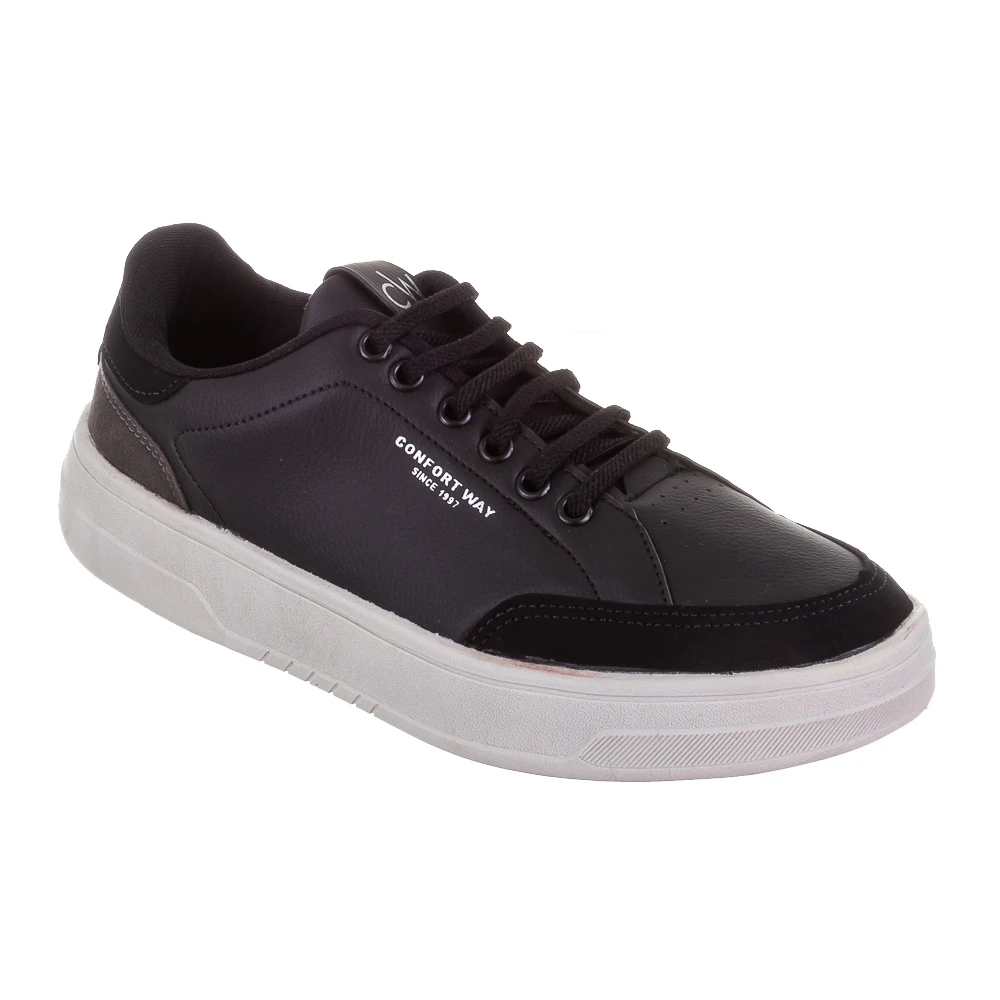 TENIS CASUAL CONFORT WAY 302601 PRETO